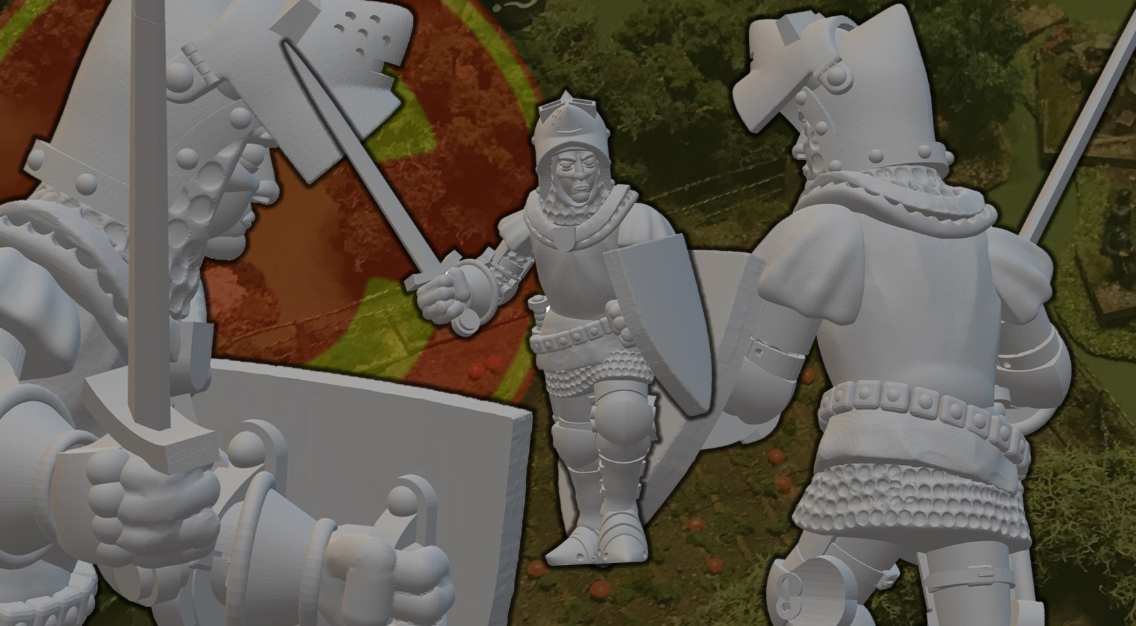 Medieval Knight with Bascinet Advancing with Sword